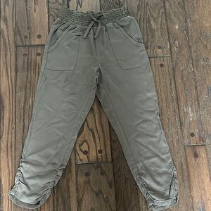 Kids Olive Green Drawstring Pants